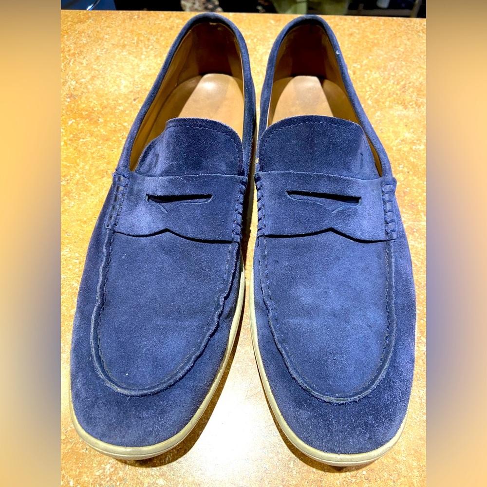 Blue Suede Tod's Slip On Loafers